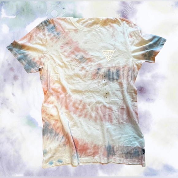 NWT GUESS ORGANIC COTTON TIE-DYE T-SHIRT.   Women’s size Medium Men’s size Small - Picture 3 of 5